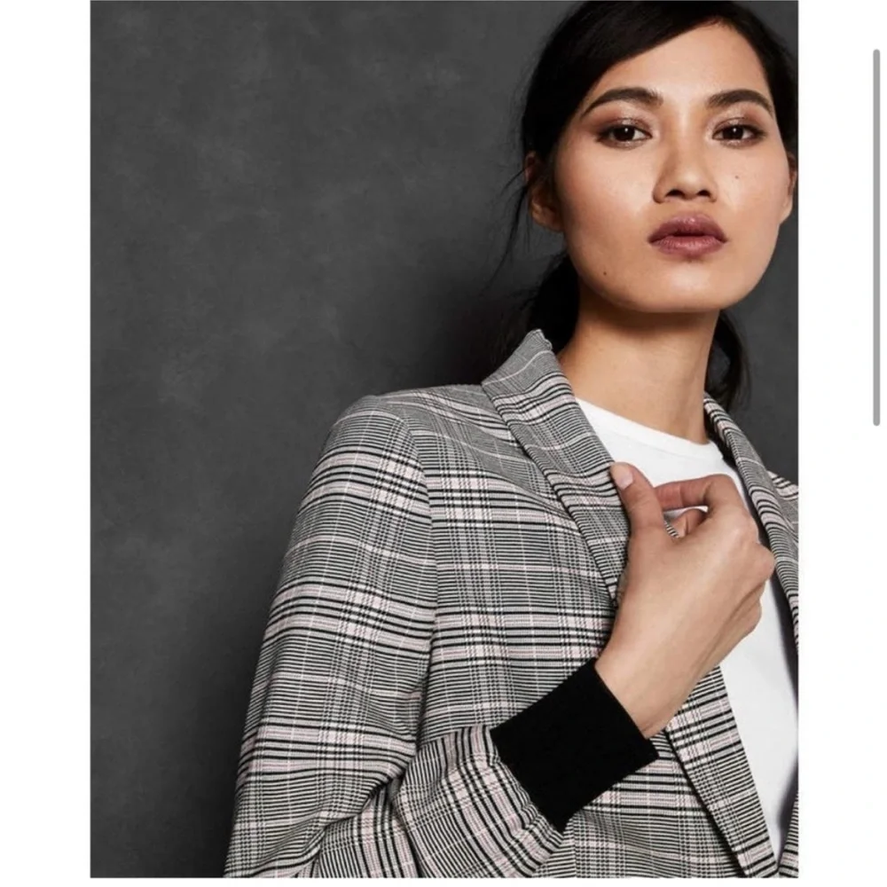 Ted Baker Kimm Ribbed Cuff Plaid Blazer